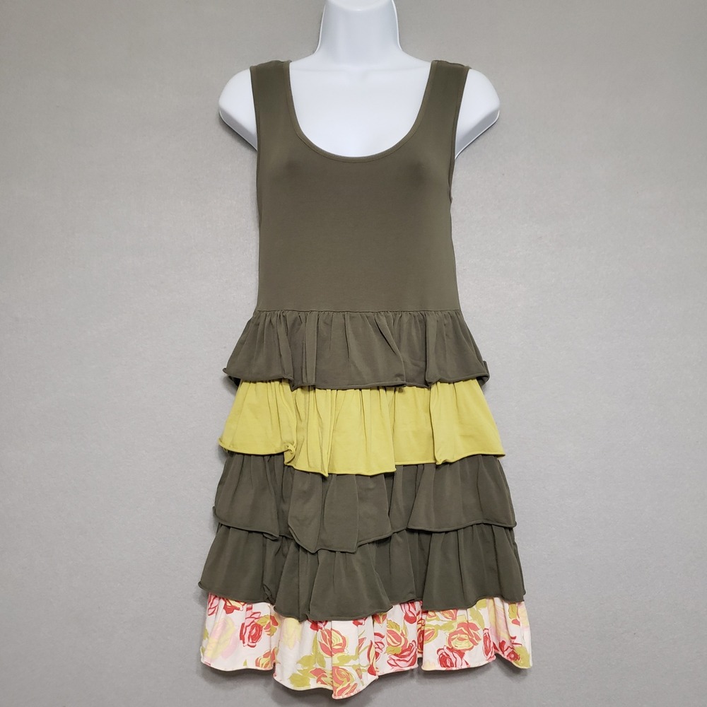 Matilda Jane M Serendipity Tiered Ruffle Dress Olive Green Floral Earthy Girlie